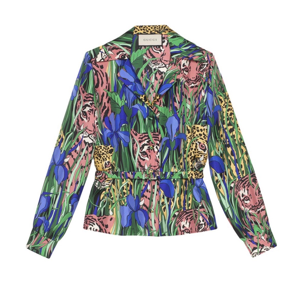 Gucci Cat silk print shirt